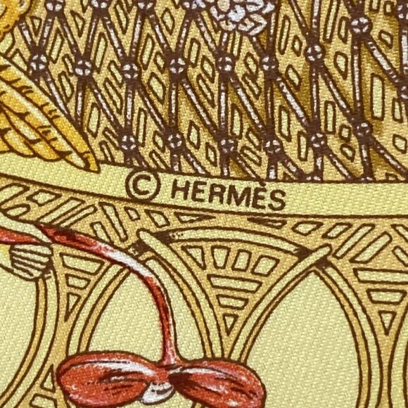 Auth HERMES Petit Carre - Light Yellow Brown Multi Scarf - Picture 2 of 5